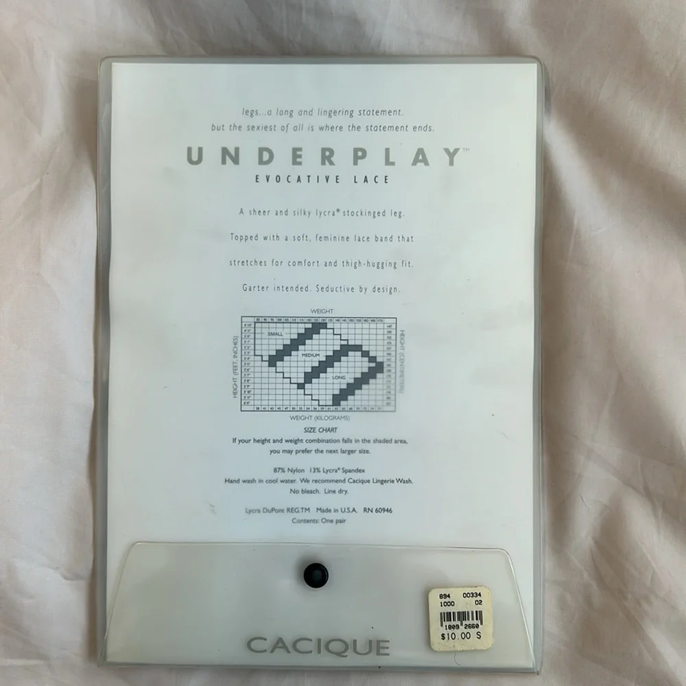 Cacique Underplay Evocative Lace Top Stockings Ivory Size Small NWT